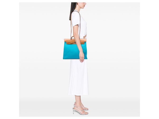 Hermès Blue Toile Verso Herbag Zip 39 - Ansicht 5