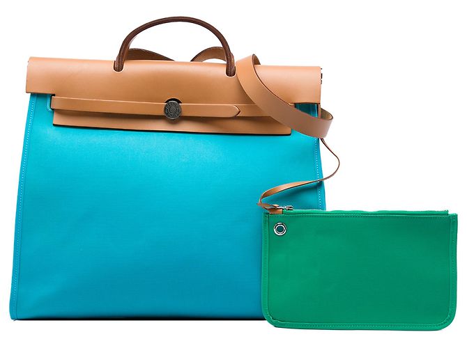 Hermès Blue Toile Verso Herbag Zip 39 - Ansicht 6