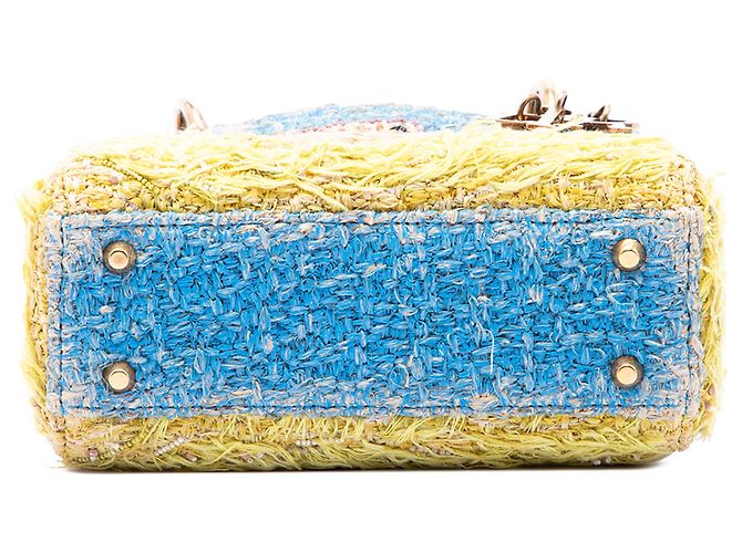 Dior Blue Limited Edition Brian Calvin Lady Art Mini Beaded Raffia Lady Dior - vista 3
