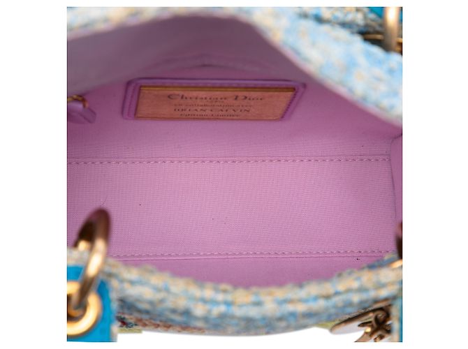 Dior Blue Limited Edition Brian Calvin Lady Art Mini Beaded Raffia Lady Dior - vista 4