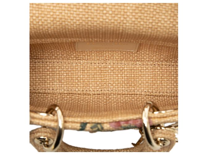 Dior Beige Micro Floral Embroidered Raffia Lady D Joy - vue 4