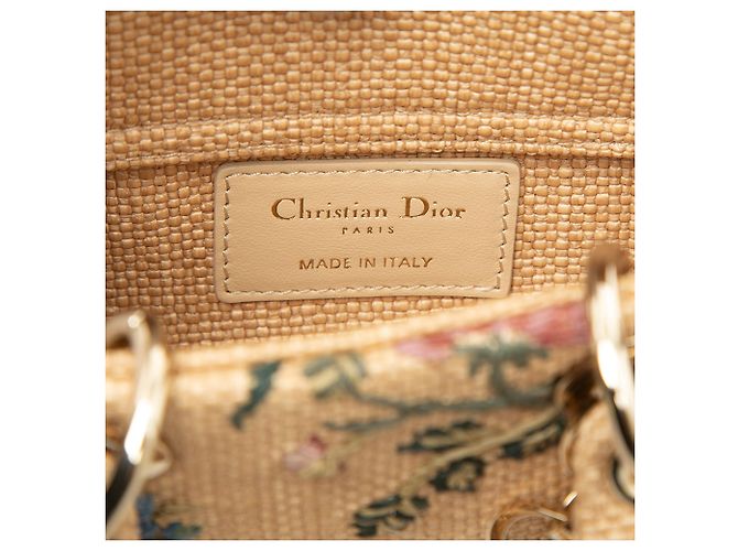 Dior Beige Micro Floral Embroidered Raffia Lady D Joy - vue 5