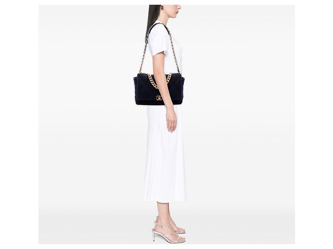 Chanel Blue Maxi Tweed 19 Flap - vista 6