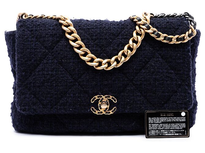 Chanel Blue Maxi Tweed 19 Flap - vista 7