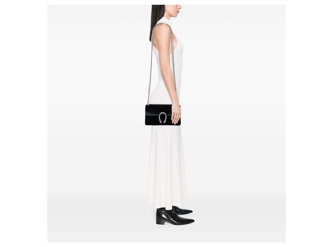 Gucci Borsa a Tracolla Dionysus in Velluto GG Nero Medium - vista 6