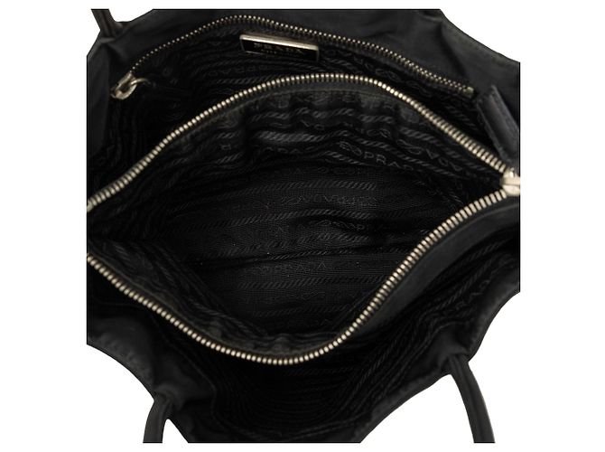 Tote Prada in Tessuto con rifiniture in Vitello nero - vista 4
