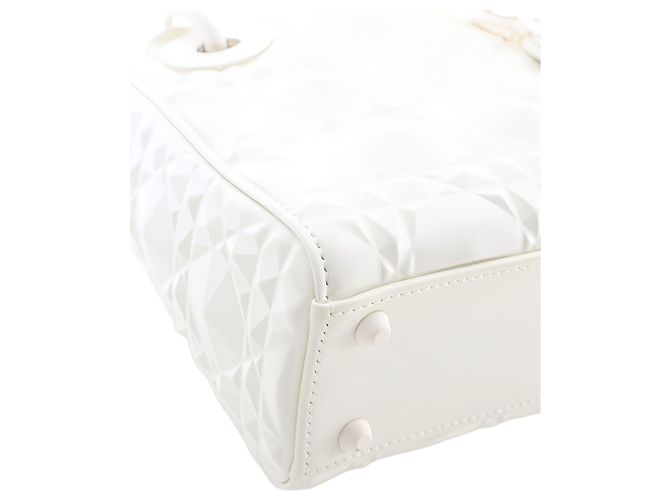 Dior White Mini Ultra Matte Calfskin Diamond Cannage Lady Dior - vista 10