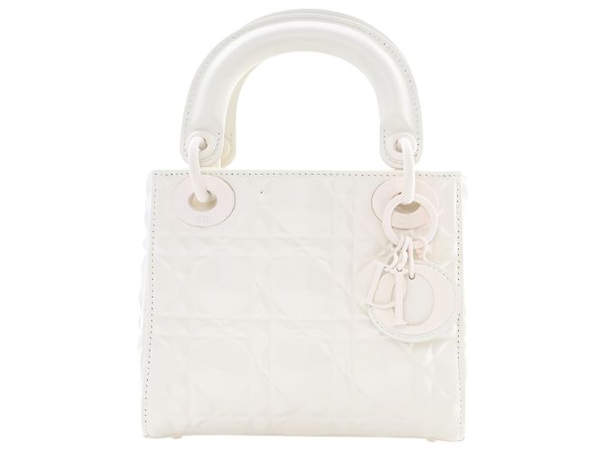Dior White Mini Ultra Matte Calfskin Diamond Cannage Lady Dior - vista 11