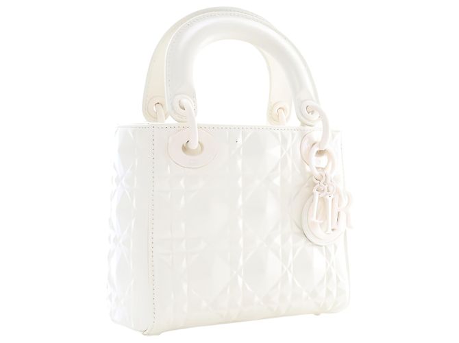 Dior White Mini Ultra Matte Calfskin Diamond Cannage Lady Dior - vista 12