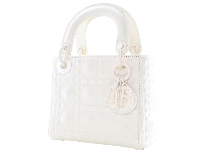 Dior White Mini Ultra Matte Calfskin Diamond Cannage Lady Dior - vista 13