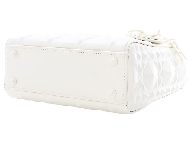 Dior White Mini Ultra Matte Calfskin Diamond Cannage Lady Dior - vista 15