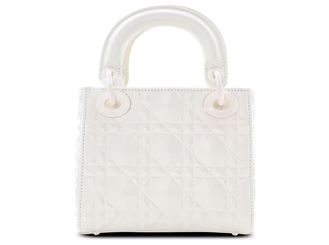 Dior White Mini Ultra Matte Calfskin Diamond Cannage Lady Dior - vista 2