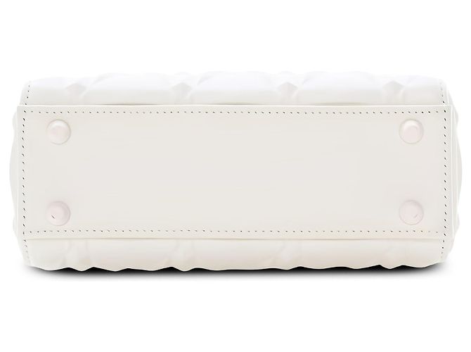 Dior White Mini Ultra Matte Calfskin Diamond Cannage Lady Dior - vista 3