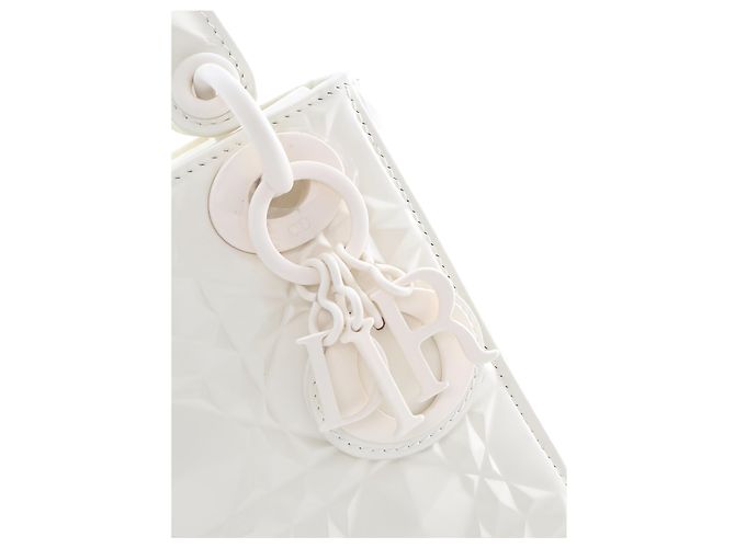 Dior White Mini Ultra Matte Calfskin Diamond Cannage Lady Dior - vista 5