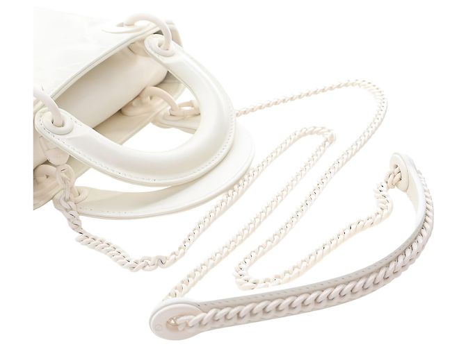 Dior White Mini Ultra Matte Calfskin Diamond Cannage Lady Dior - vista 8