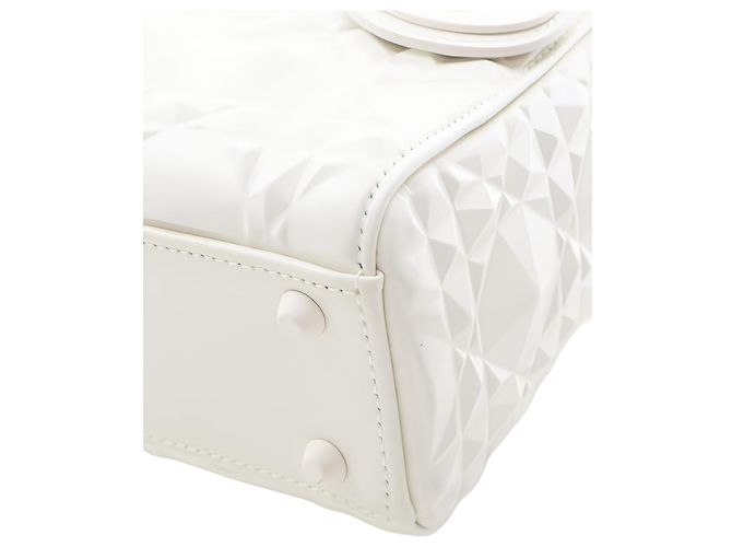Dior White Mini Ultra Matte Calfskin Diamond Cannage Lady Dior - vista 9