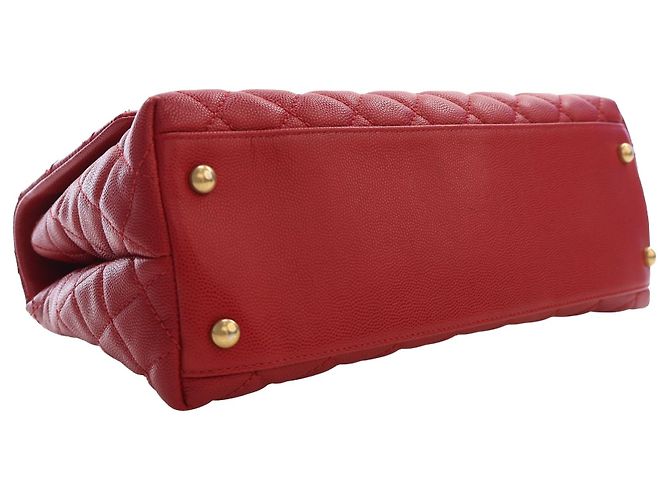 Borsa Chanel Red Small Quilted Caviar Coco Top Handle Bag - vista 14