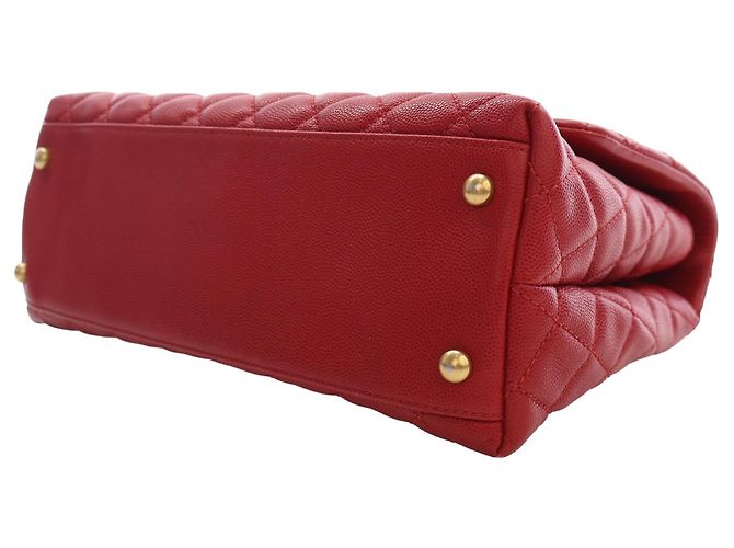 Borsa Chanel Red Small Quilted Caviar Coco Top Handle Bag - vista 15
