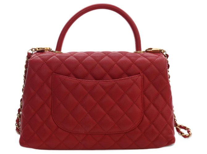 Borsa Chanel Red Small Quilted Caviar Coco Top Handle Bag - vista 2