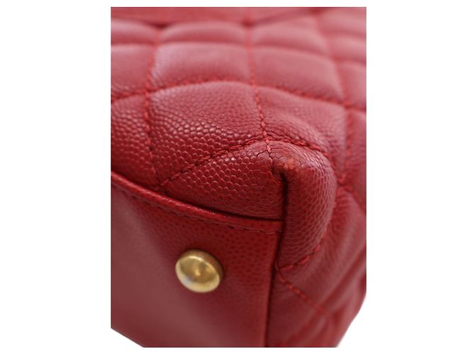 Borsa Chanel Red Small Quilted Caviar Coco Top Handle Bag - vista 6