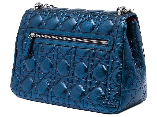 Dior Blue Large Metallic Aged Calfskin Cannage Miss Dior Flap - vista 2