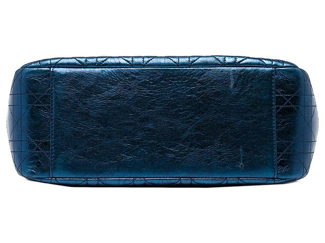 Dior Blue Large Metallic Aged Calfskin Cannage Miss Dior Flap - vista 3