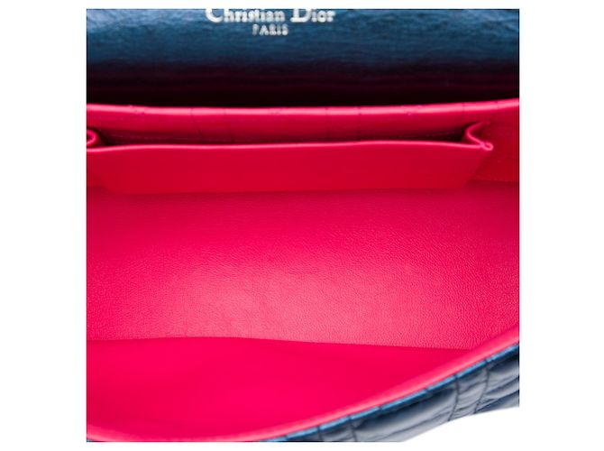 Dior Blue Large Metallic Aged Calfskin Cannage Miss Dior Flap - vista 4