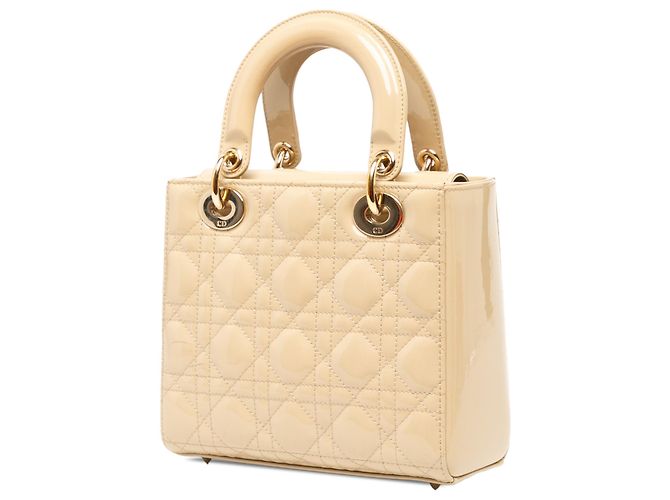 Dior Beige Small Patent Cannage Lady Dior - vista 2
