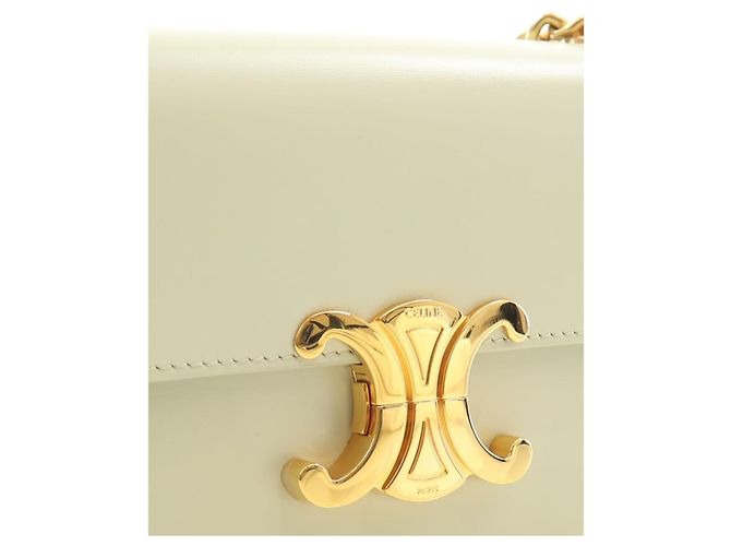Céline Sac à épaule à chaîne Celine Claude en cuir de veau brillant vert Triomphe - Ansicht 12