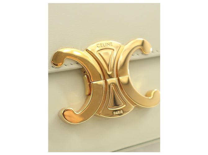 Céline Sac à épaule à chaîne Celine Claude en cuir de veau brillant vert Triomphe - Ansicht 5