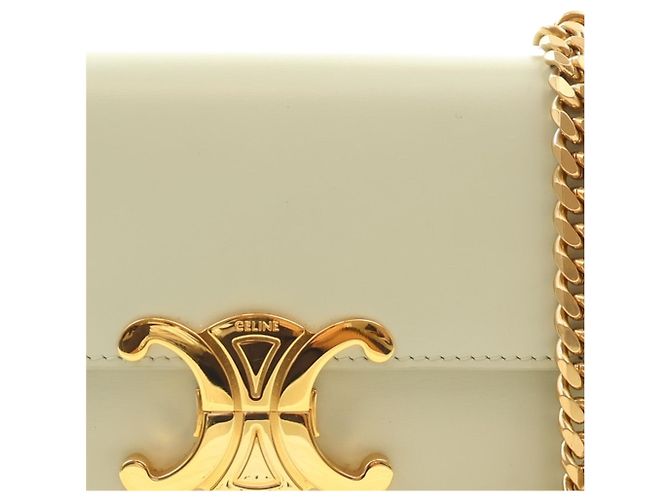 Céline Sac à épaule à chaîne Celine Claude en cuir de veau brillant vert Triomphe - Ansicht 6
