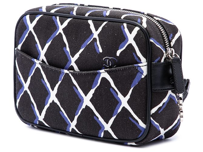 Necessaire Chanel Airline in tela stampata CC nera - vista 2