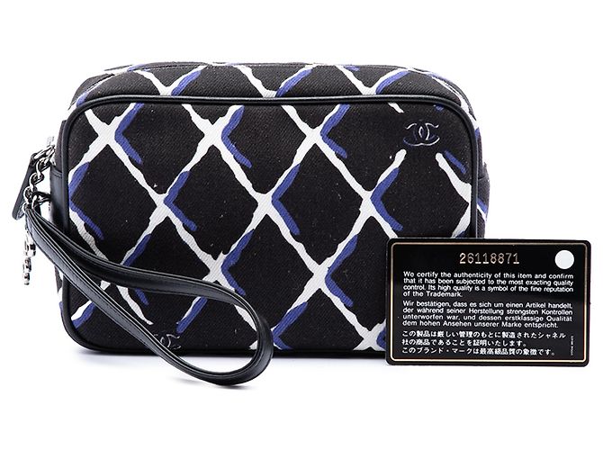 Necessaire Chanel Airline in tela stampata CC nera - vista 7