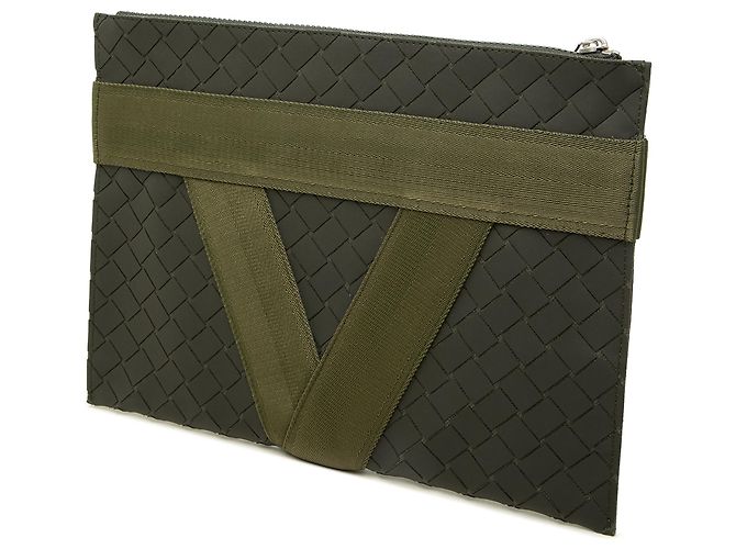 Bottega Veneta Green Rubber Intreccio Buffer Clutch - view 2