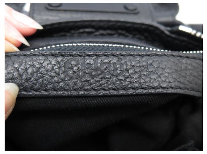 Chloé BORSA A MANO CHLOE PADDINGTON MINI ALL BLACK IN PELLE GRANA NOIRE - vista 12
