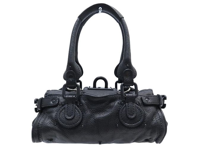 Chloé BORSA A MANO CHLOE PADDINGTON MINI ALL BLACK IN PELLE GRANA NOIRE - vista 2
