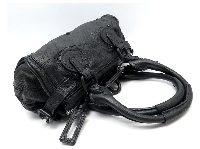 Chloé BORSA A MANO CHLOE PADDINGTON MINI ALL BLACK IN PELLE GRANA NOIRE - vista 6
