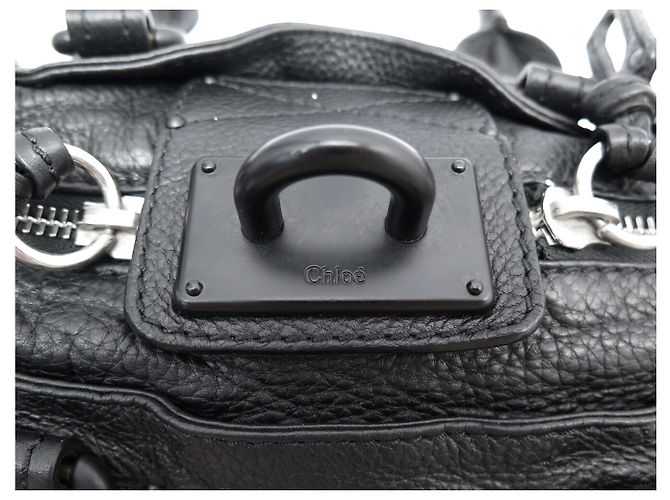 Chloé BORSA A MANO CHLOE PADDINGTON MINI ALL BLACK IN PELLE GRANA NOIRE - vista 8