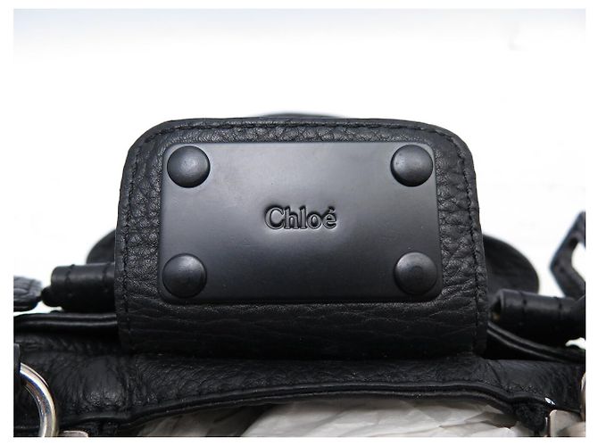 Chloé BORSA A MANO CHLOE PADDINGTON MINI ALL BLACK IN PELLE GRANA NOIRE - vista 9