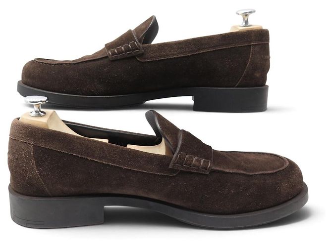 Hermès SCARPE HERMES MOCASSINI KENNEDY 45 IN CAMELLO MARRONE - vista 2