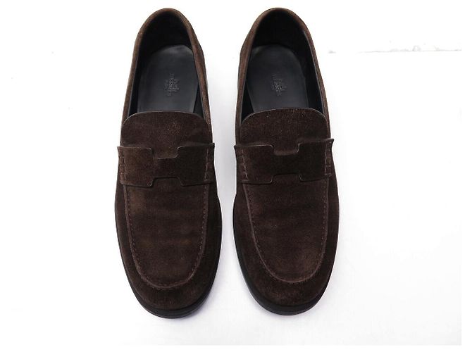 Hermès SCARPE HERMES MOCASSINI KENNEDY 45 IN CAMELLO MARRONE - vista 8