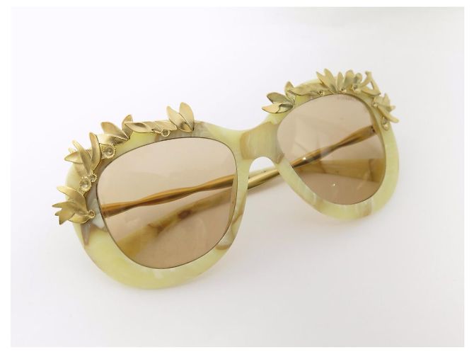 GAFAS DE SOL CHANEL GREECE HOJAS DE LAUREL DORADAS NUEVAS - vista 5