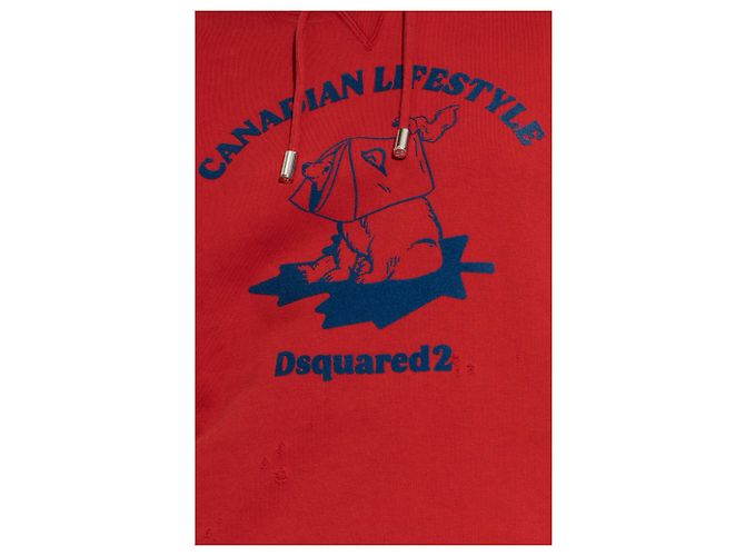 Felpa con cappuccio Dsquared2 rossa in cotone - vista 5