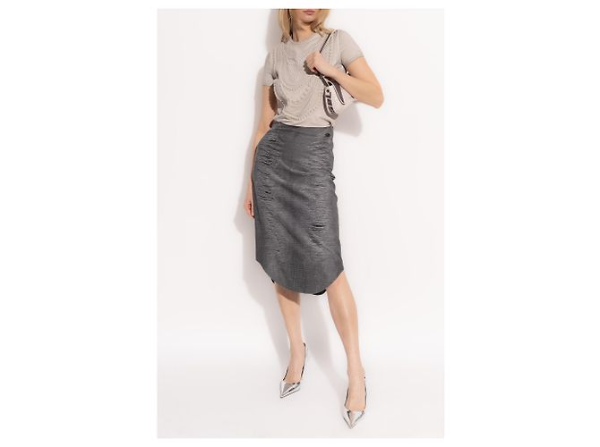 Diesel Top T-NEKKA camiseta de algodón gris - vista 2