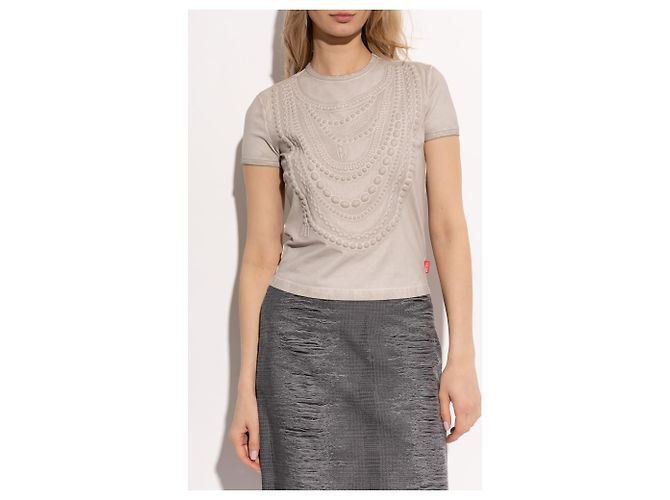 Diesel Top T-NEKKA camiseta de algodón gris - vista 3