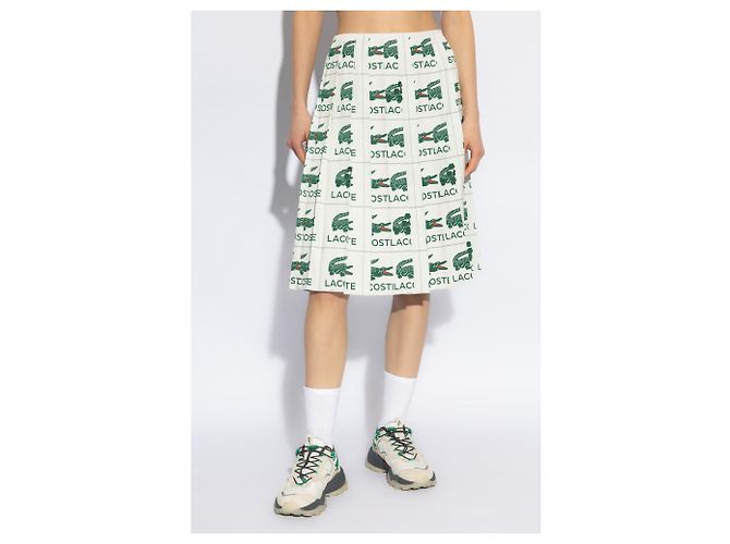 Lacoste x Lemarié weißer plissierter Rock aus Polyester - Ansicht 3