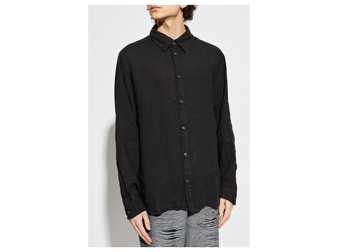 Camicia Diesel S-WERP in lino nero - vista 3