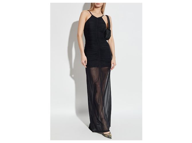 Diesel D-AMAMI langes schwarzes Nylon Kleid - Ansicht 2