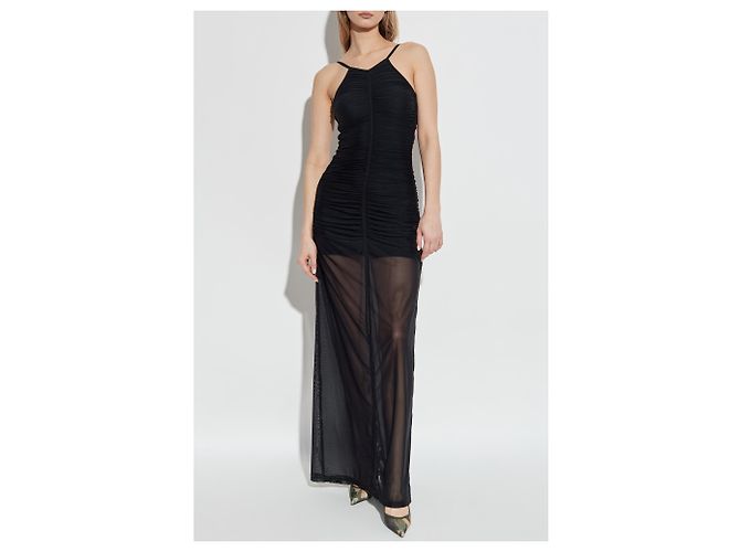 Diesel D-AMAMI langes schwarzes Nylon Kleid - Ansicht 3