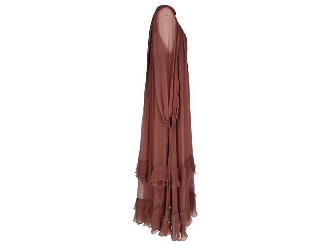 Abito lungo arricciato Chloé in seta Rose Pink - vista 2